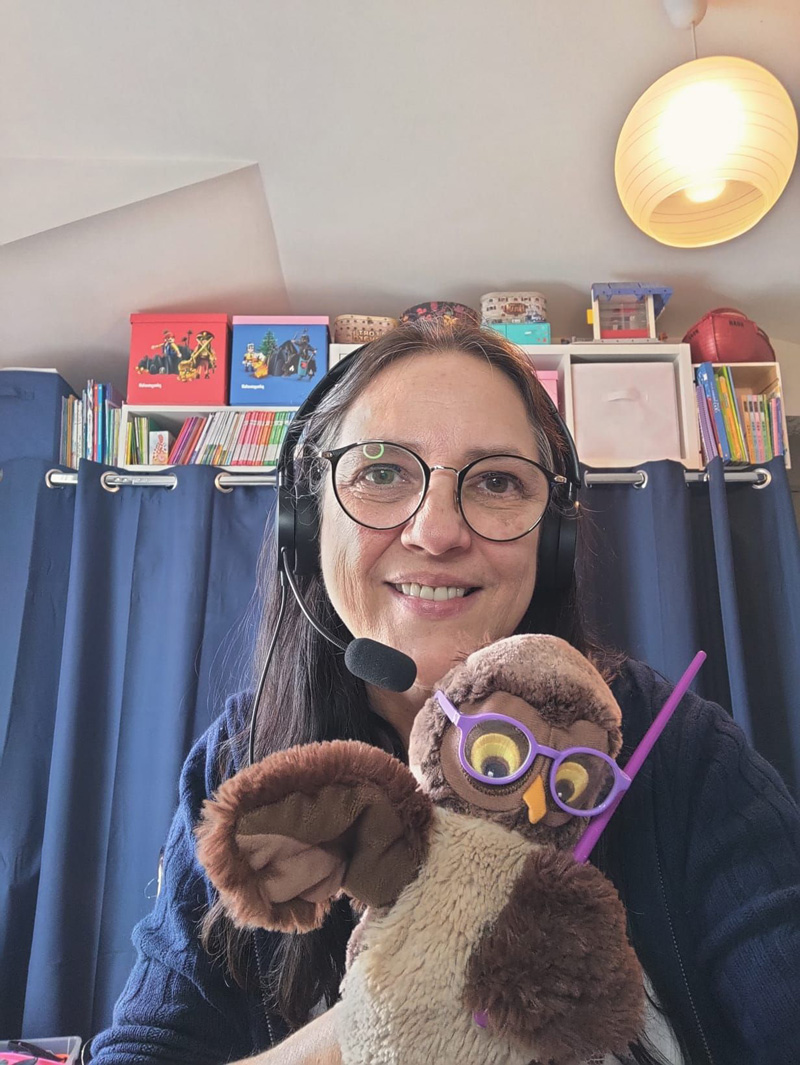 Nathalie and Boubou the owl
