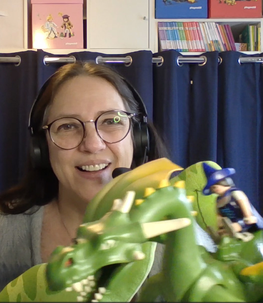 Nathalie dressed as a dragon for French lesson