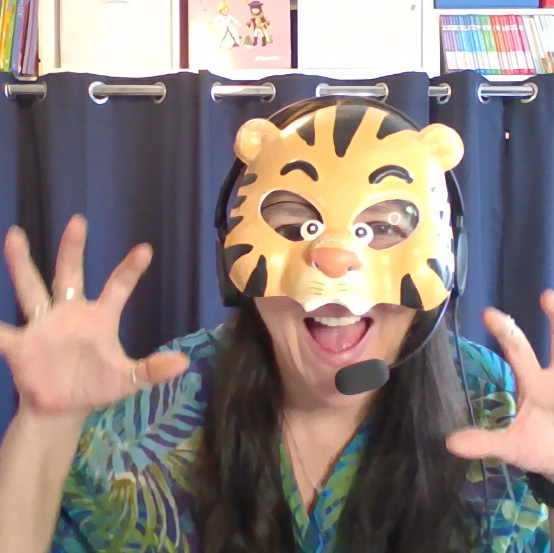 Nathalie dressd as a tiger for French lesson